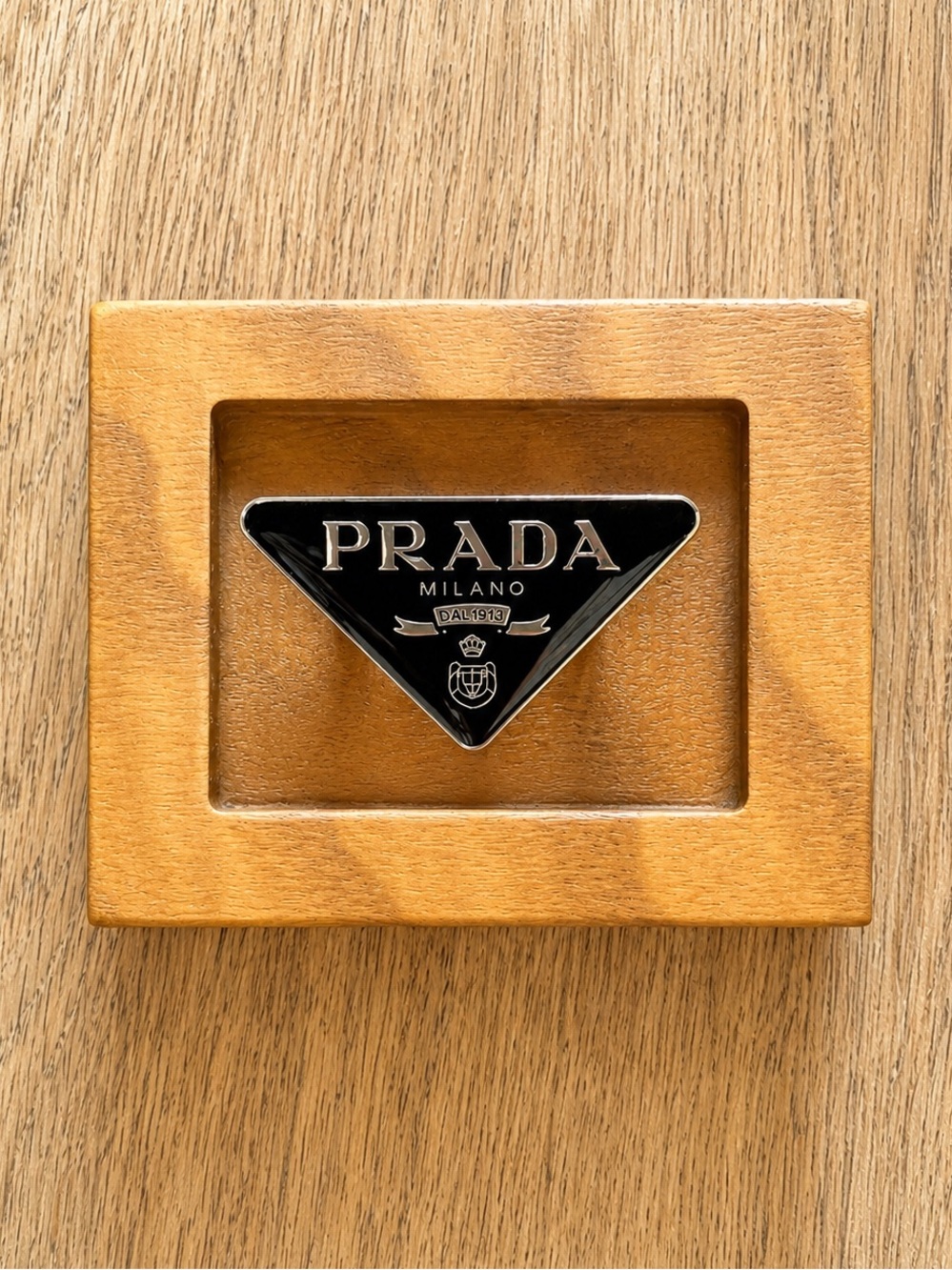 Prada Black Triangle Logo Plaque Accessory